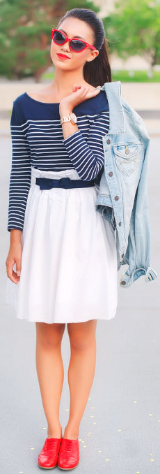 Cute & Comfy Blue White and Red Outfit