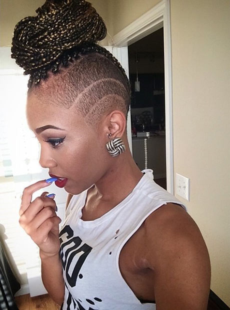 Thin Box Braids with Shaved Sides 