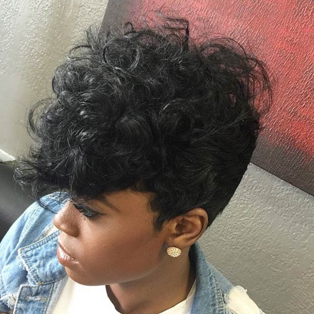 Messy and Curly Short Haircut for Black Women