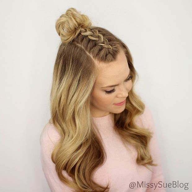 Braided Top Knot Half Updo