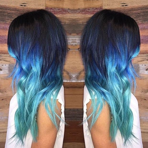 light blue hair tips