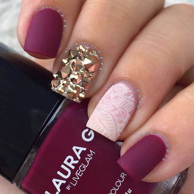 nail-designs-for-burgundy-dress