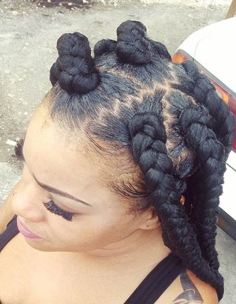 jumbo box braids bun