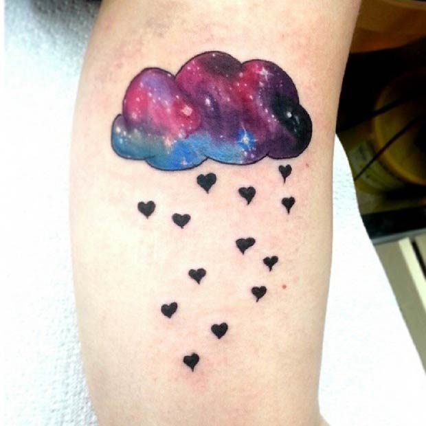 Rain cloud tattoo on the calf  Tattoogridnet