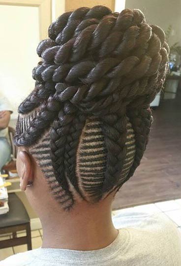 Updo with Cornrows and Rope Twists