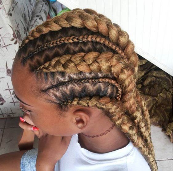 Honey Blonde Cornrows and ZigZag Parting 