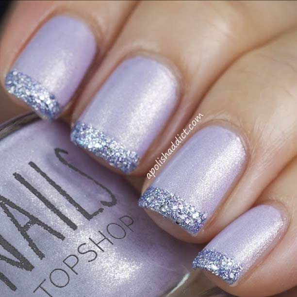 french nails with silver glitter