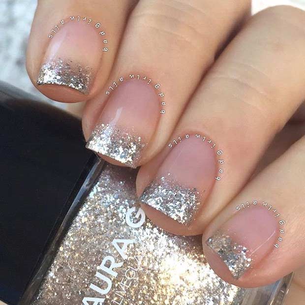 Gold Glitter French Tips 