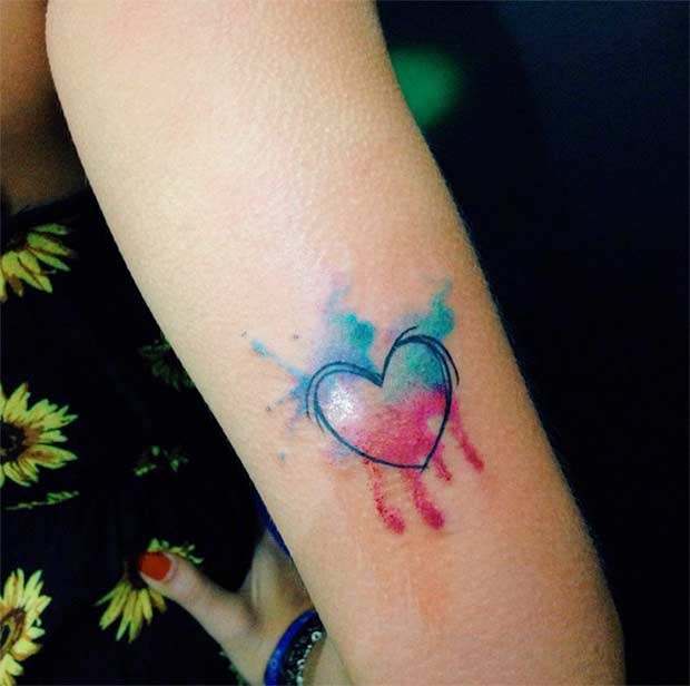 Watercolor Heart Tattoo Idea