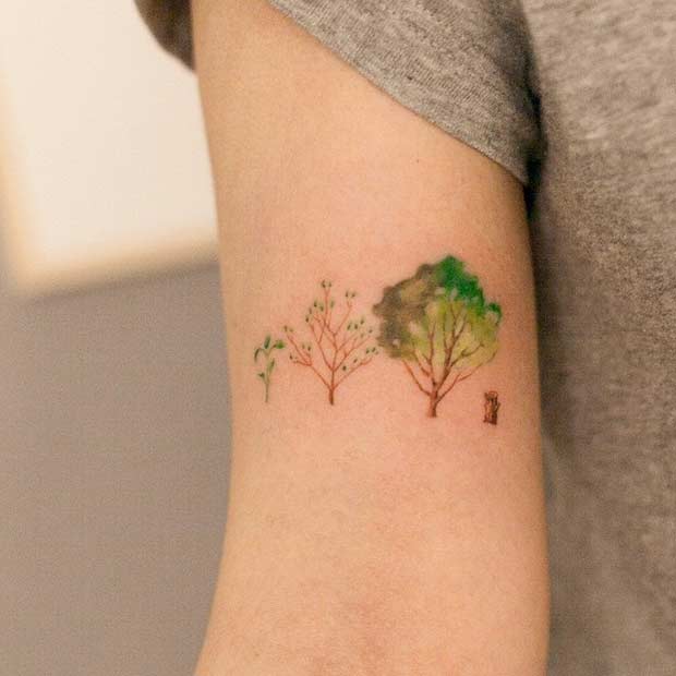 Watercolor Tree Tattoo 