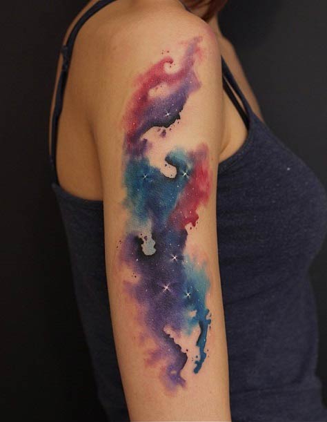 Watercolor Galaxy Tattoo for Women