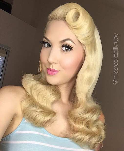 Curls and Victory Roll Pin Up Hairstyle