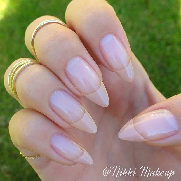 Nude French Tip on Stiletto Nails