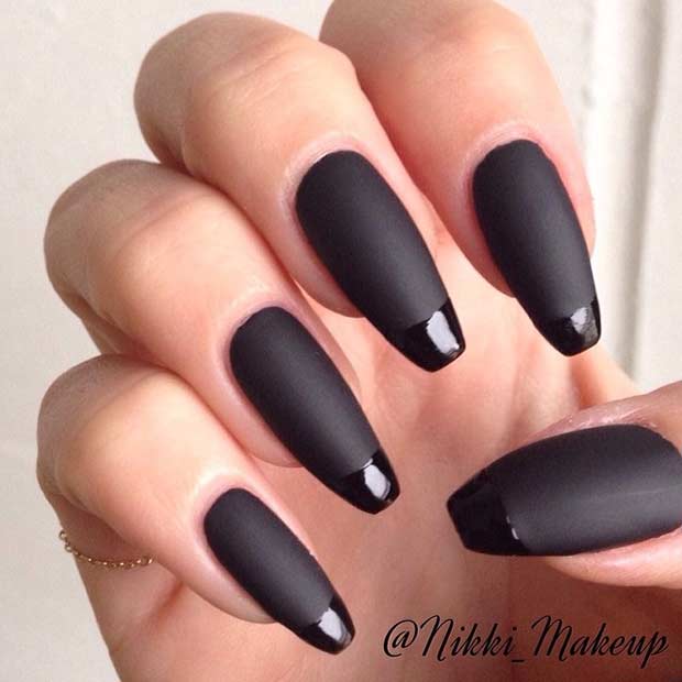 Black Matte French Tip Nails