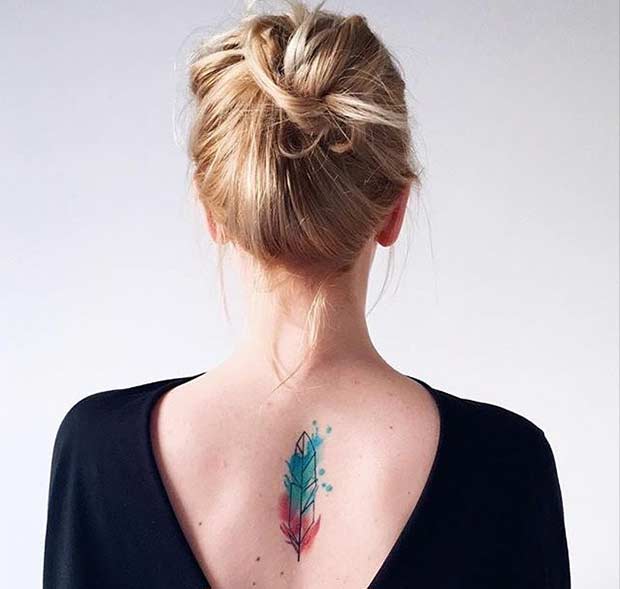 Colorful Feather Watercolor Tattoo