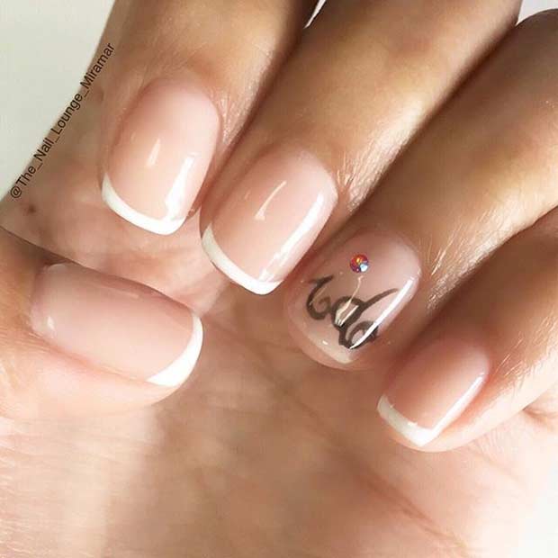 French Tip Wedding Mani with a I Do Accent Nail