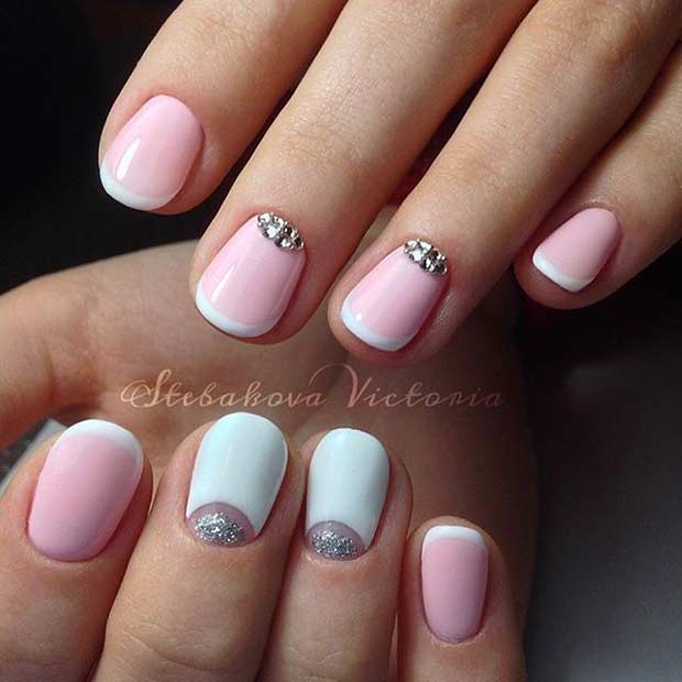 Pink and White French Tip Nail Design