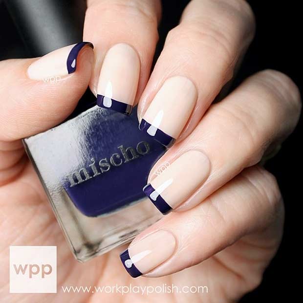 Navy Blue French Tip Nails 