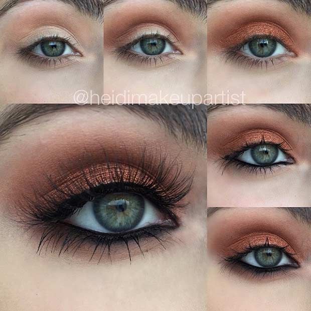 Copper Eye Makeup Look for Green Eyes