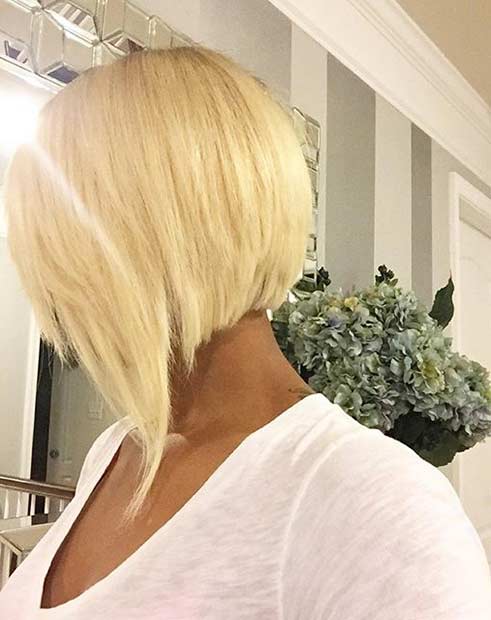Short Blonde Inverted Bob Hairstyle