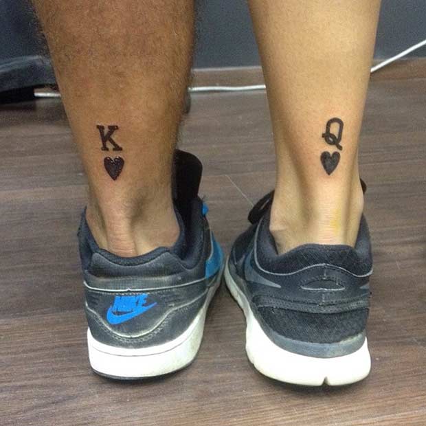 King and Queen Behind the Ankle Tattoos