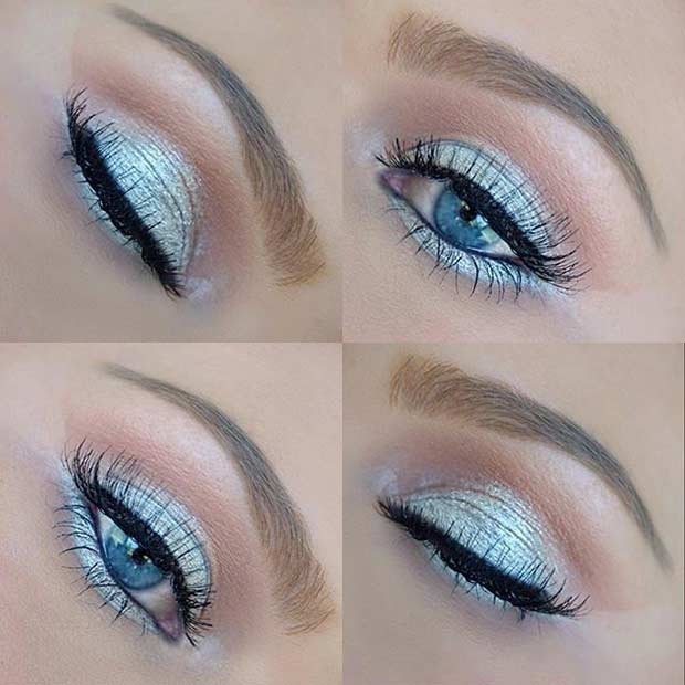 Silver Metallic Eye Makeup Look