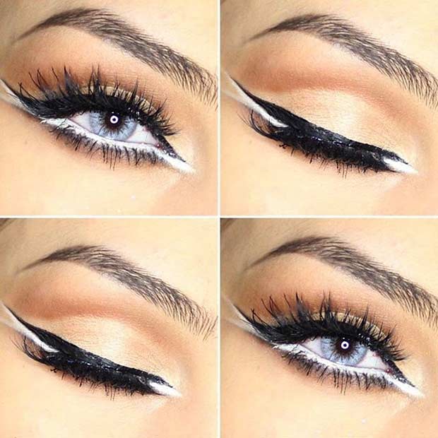 Black and White Eyeliner Eye Makeup Look