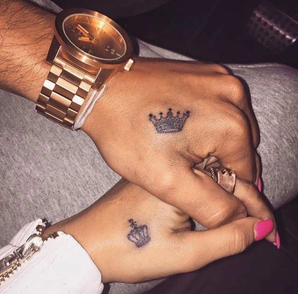 Tiny Hand King and Queen Tattoos