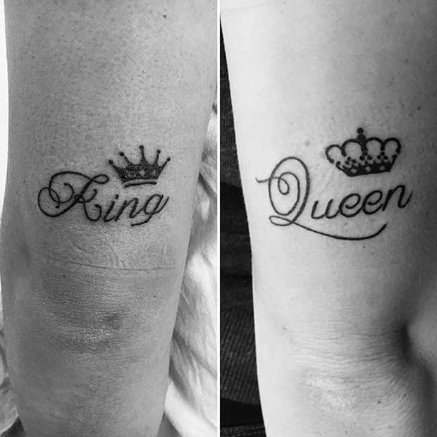 Her King  His Queen Tattoo  Couples tattoo designs King tattoos Couple  tattoos unique