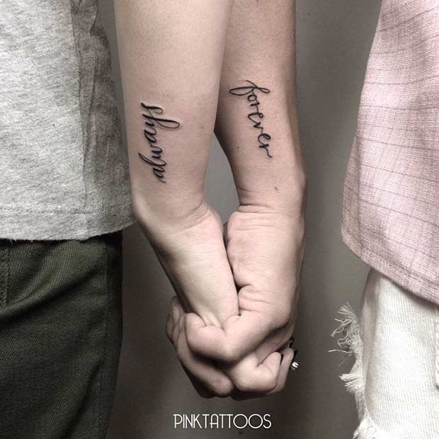 Couple Always Forever Quote Tattoos