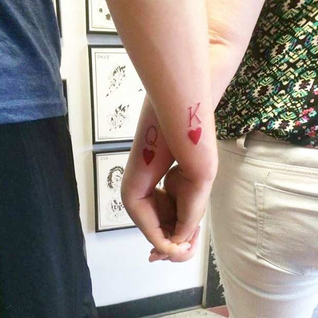 Red King and Queen of Hearts Tattoos