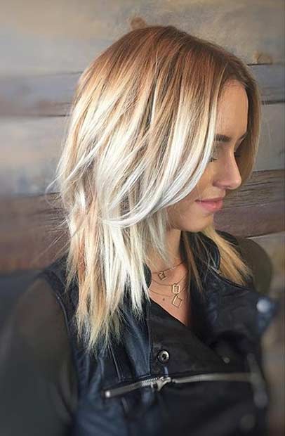 Blonde Layered Medium Haircut Idea