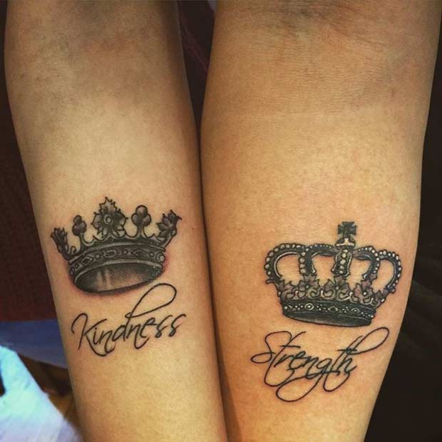 King and Queen Tattoo Idea for Couples