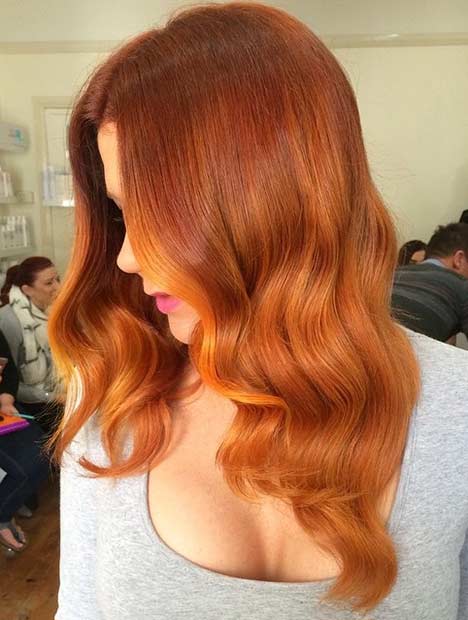 Wavy Medium Length Copper Hair