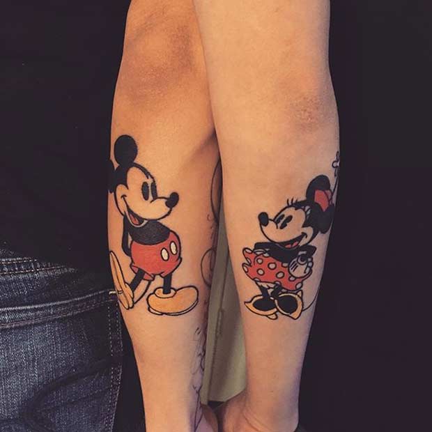 Couple Disney Mickey and Minnie Matching Tattoos
