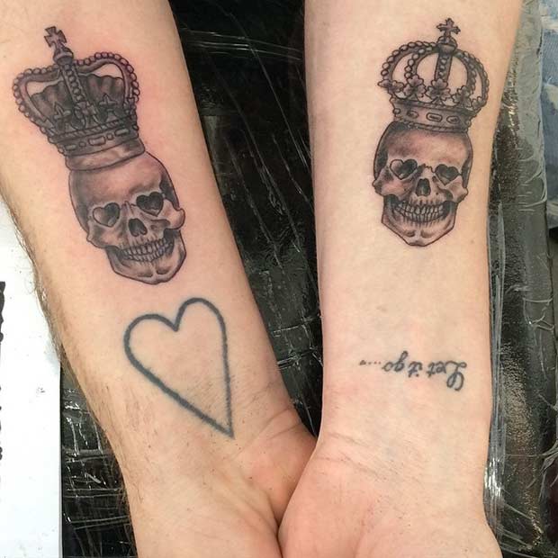 King and Queen Skull Arm Tattoos