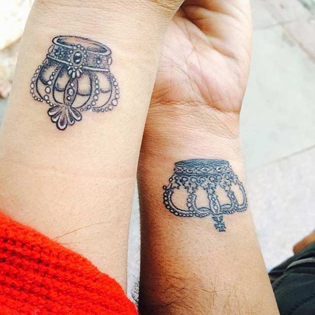 Crown Wrist Tattoos for Couples