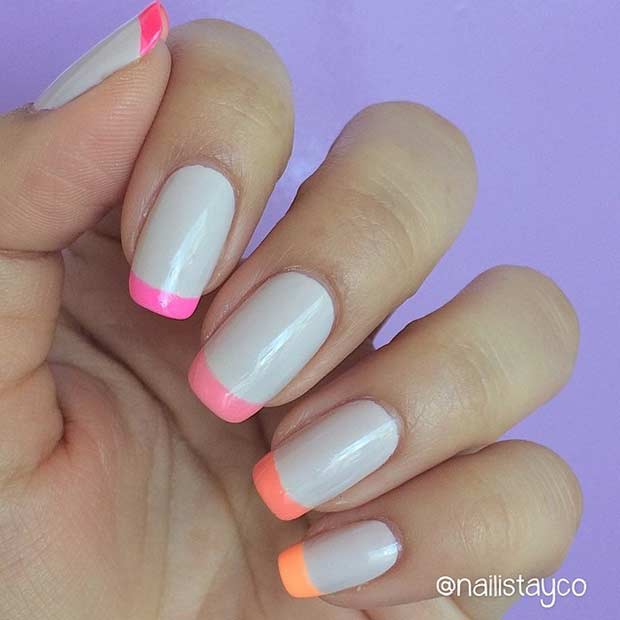 Colorful Neon French Tip Nails
