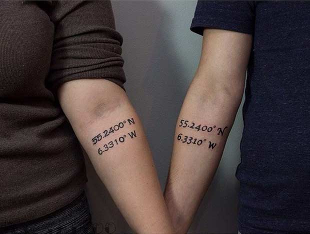 Coordinates Couples Matching Tattoos