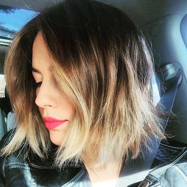 Chin Length Bob Haircut with Blonde Highlights