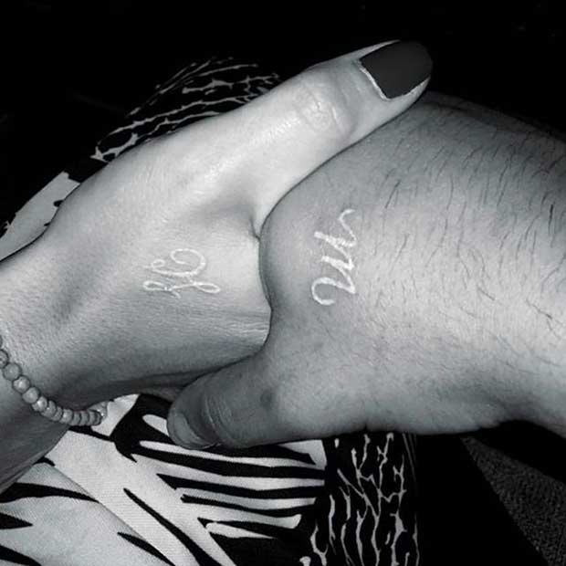 white ink couple tattoos