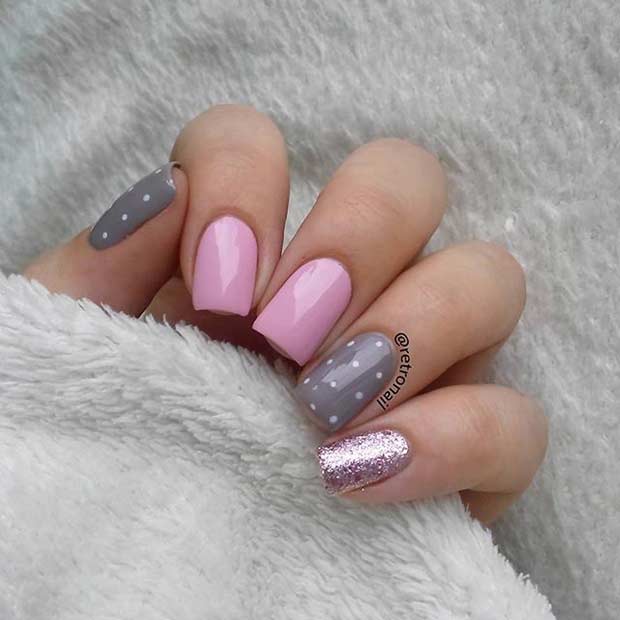 Pink And Gray Nail Designs 1