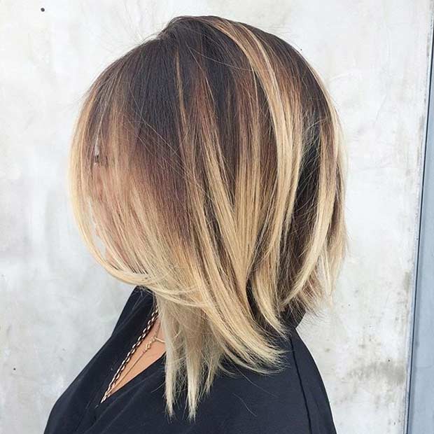 bob haircut and highlights