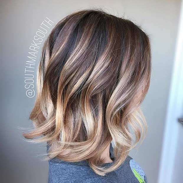 Balayage Ombre Shoulder Length Bob Haircut