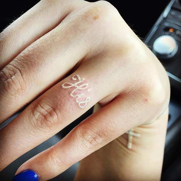 white ink wedding ring tattoos