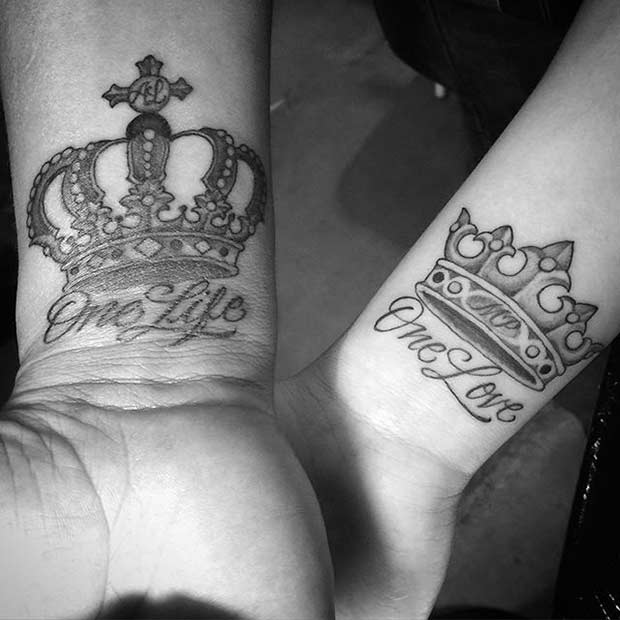 51 King and Queen Tattoos for Couples - StayGlam