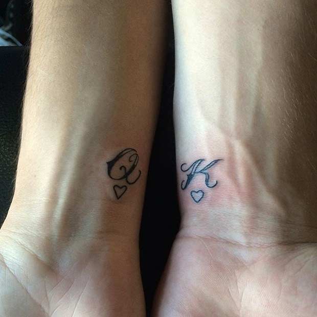 Simple King and Queen of Hearts Wrist Tattoos