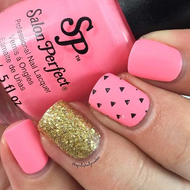 Easy Pink Matte Nail Design