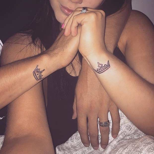 King and Queen Arm Tattoos for Couples