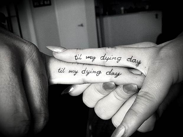 Til My Dying Day Quote Finger Couple Tattoos